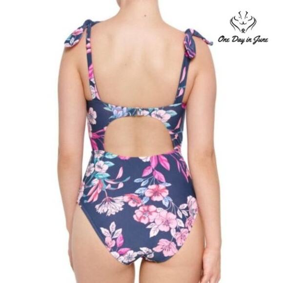 Arizona Jean Co. Blue Floral Juniors One Piece Size L - Picture 2 of 2